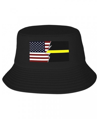 Ripped Style American and Thin Yellow Line Flag Bucket Hat for Men Women Beach Travel Sun Hat Casual Fishing Hat $10.19 Bucke...