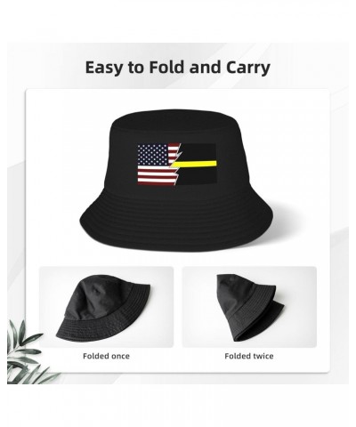 Ripped Style American and Thin Yellow Line Flag Bucket Hat for Men Women Beach Travel Sun Hat Casual Fishing Hat $10.19 Bucke...