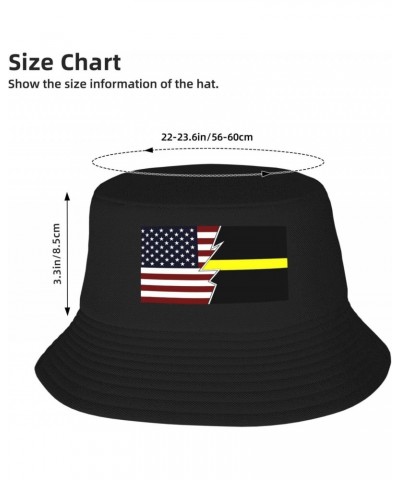 Ripped Style American and Thin Yellow Line Flag Bucket Hat for Men Women Beach Travel Sun Hat Casual Fishing Hat $10.19 Bucke...