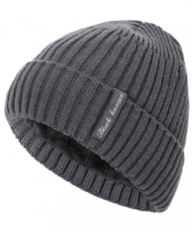 Ribbed Knitted Beanie Hats for Mens Womens Winter Thick Warm Fleece Lined Cuffed Hat Slouchy Skully Caps Gray $9.95 Skullies ...