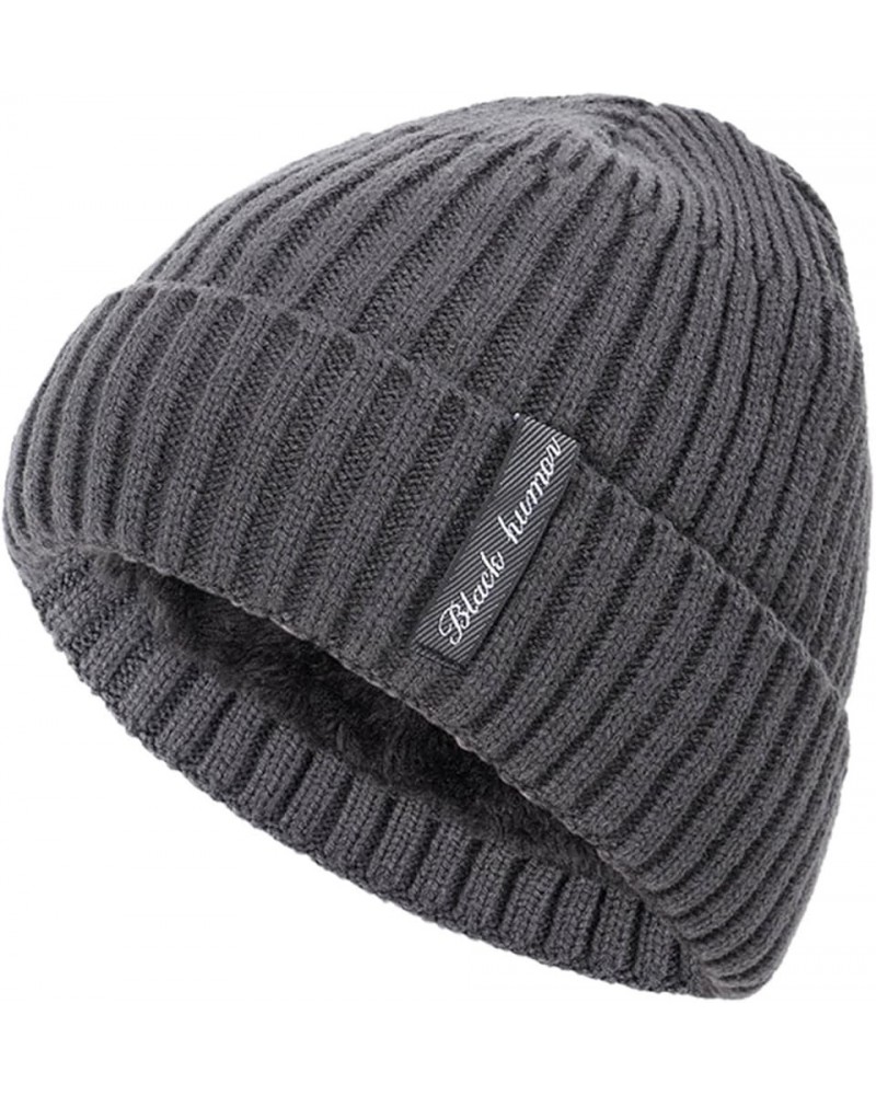 Ribbed Knitted Beanie Hats for Mens Womens Winter Thick Warm Fleece Lined Cuffed Hat Slouchy Skully Caps Gray $9.95 Skullies ...