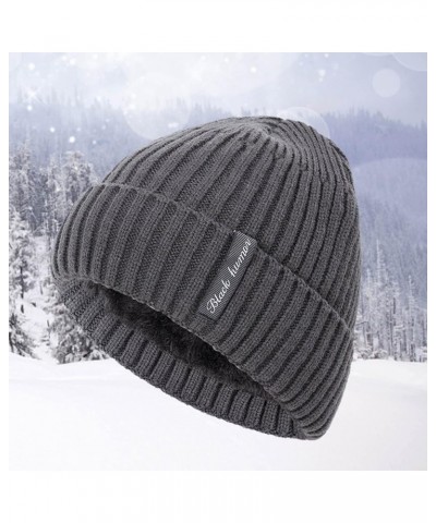 Ribbed Knitted Beanie Hats for Mens Womens Winter Thick Warm Fleece Lined Cuffed Hat Slouchy Skully Caps Gray $9.95 Skullies ...