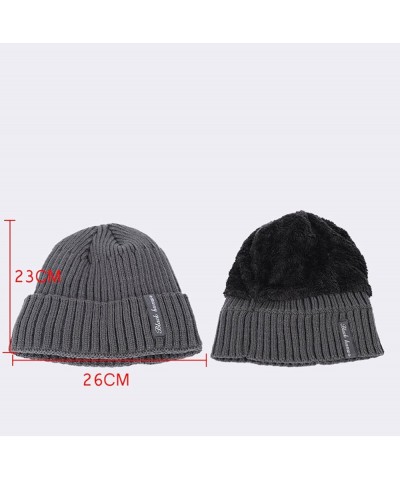 Ribbed Knitted Beanie Hats for Mens Womens Winter Thick Warm Fleece Lined Cuffed Hat Slouchy Skully Caps Gray $9.95 Skullies ...