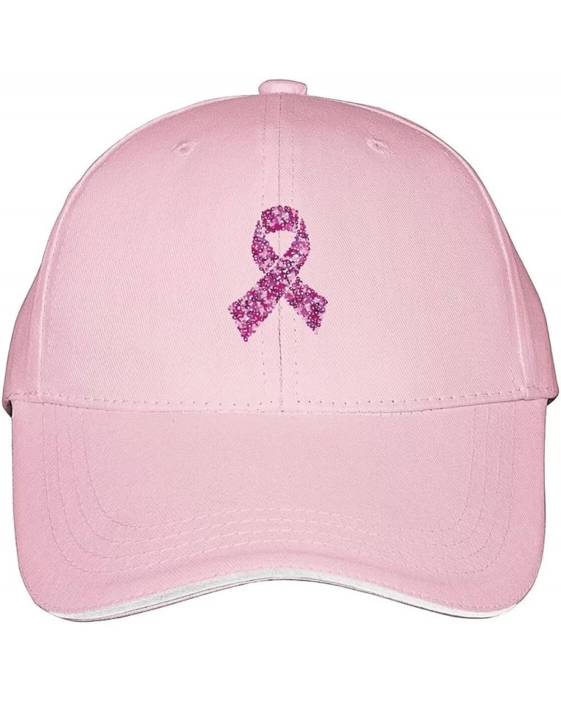 Breast Cancer Awareness Pink Ribbon Baseball Cap Hat Mens Women's Washed Cool Cap Adjustable Snapback Travel Hat Lightpink $1...