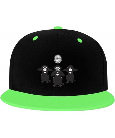 Three Monkeys Snapback Hat for Men Women Baseball Cap Trucker Flat Bill Hats Dad Caps Green $10.91 Baseball Caps