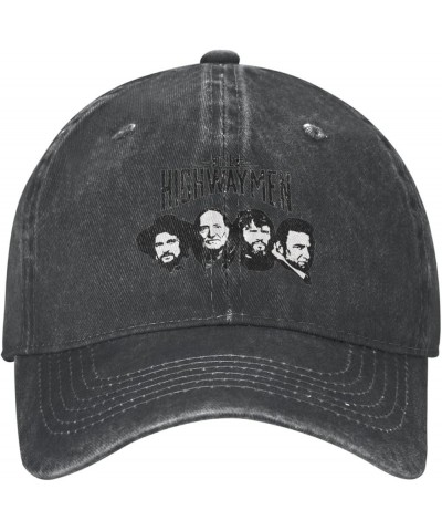 The Music Highwaymen and Band Baseball Cap Adjustable Classic Unisex Vintage Denim Hat Washed Cotton Soft Cap Black Black $12...