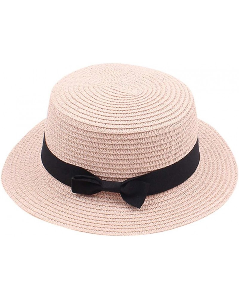 Women's Summer Beach Sun Hat Straw Hat Lightweight Wide Brim Panama Straw Sun Hat Fedora Cap UPF50+ Pink $7.77 Skullies & Bea...