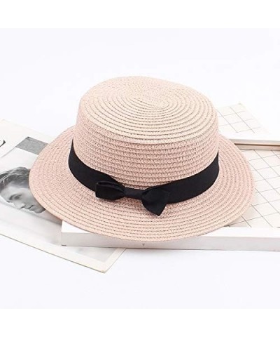 Women's Summer Beach Sun Hat Straw Hat Lightweight Wide Brim Panama Straw Sun Hat Fedora Cap UPF50+ Pink $7.77 Skullies & Bea...