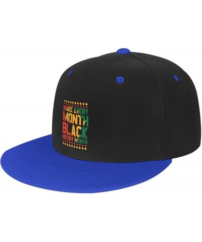 Make Every Month Black History Month Baseball Cap for Men Women Snapback Hat Adjustable Flat Bill Hats Blue $14.83 Baseball Caps