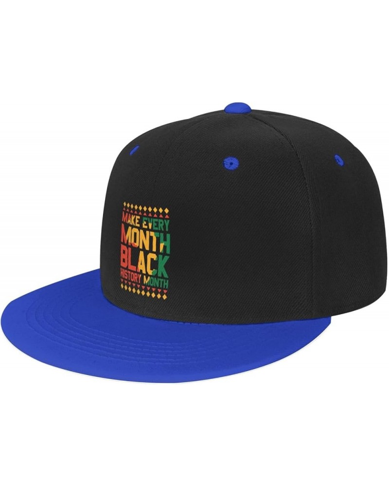 Make Every Month Black History Month Baseball Cap for Men Women Snapback Hat Adjustable Flat Bill Hats Blue $14.83 Baseball Caps