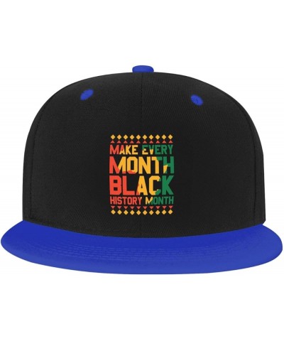 Make Every Month Black History Month Baseball Cap for Men Women Snapback Hat Adjustable Flat Bill Hats Blue $14.83 Baseball Caps