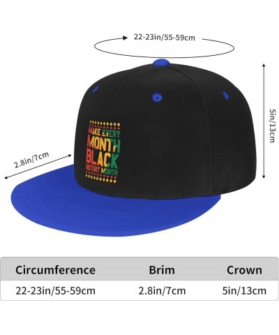 Make Every Month Black History Month Baseball Cap for Men Women Snapback Hat Adjustable Flat Bill Hats Blue $14.83 Baseball Caps