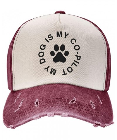 My Dog is My Co-Pilot Hats for Women Fashionable My Dog is My Co-Pilot Vintage Cap for Men Funny Hat Dark Red $9.42 Cowboy Hats