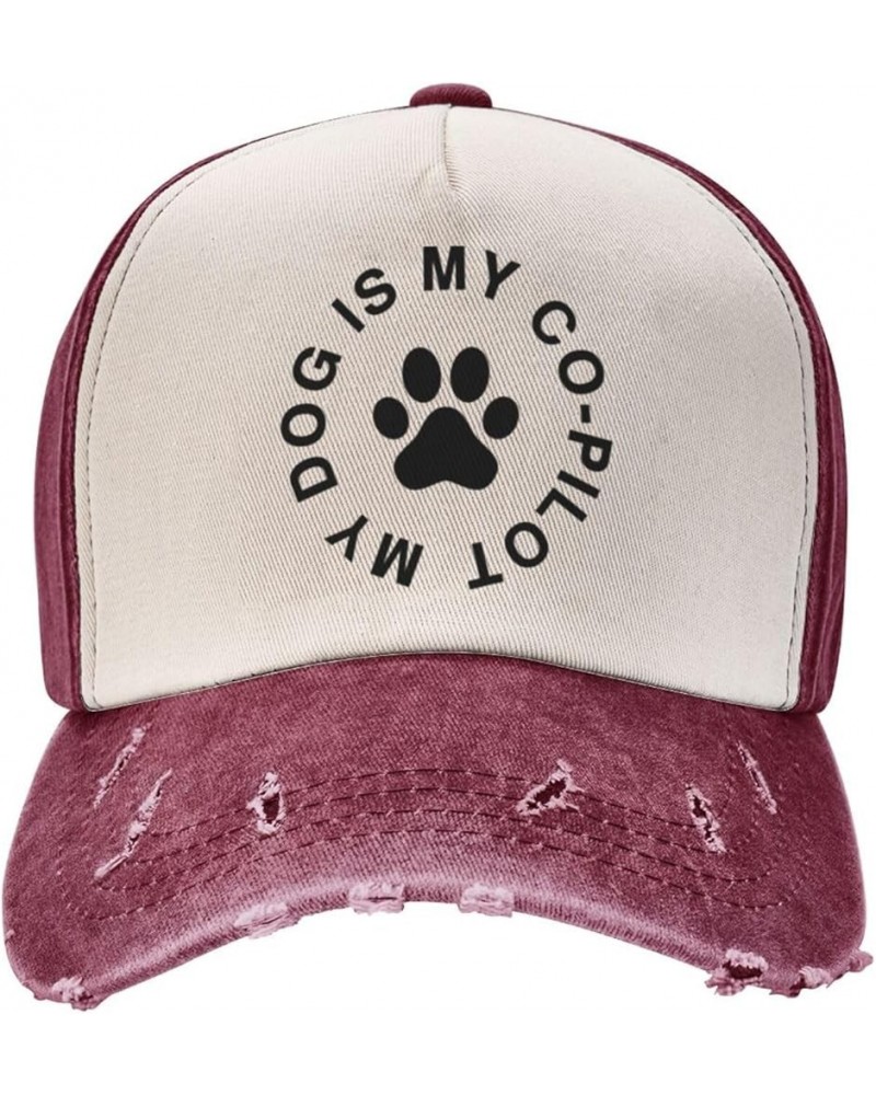 My Dog is My Co-Pilot Hats for Women Fashionable My Dog is My Co-Pilot Vintage Cap for Men Funny Hat Dark Red $9.42 Cowboy Hats