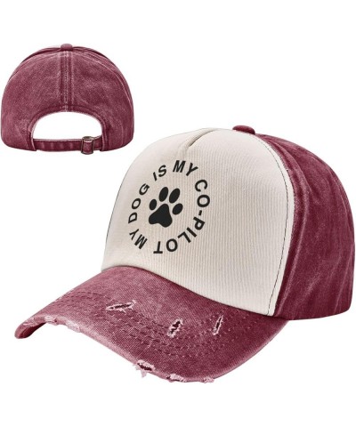 My Dog is My Co-Pilot Hats for Women Fashionable My Dog is My Co-Pilot Vintage Cap for Men Funny Hat Dark Red $9.42 Cowboy Hats