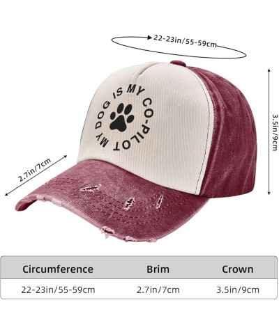 My Dog is My Co-Pilot Hats for Women Fashionable My Dog is My Co-Pilot Vintage Cap for Men Funny Hat Dark Red $9.42 Cowboy Hats