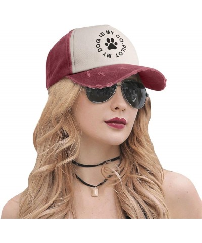 My Dog is My Co-Pilot Hats for Women Fashionable My Dog is My Co-Pilot Vintage Cap for Men Funny Hat Dark Red $9.42 Cowboy Hats