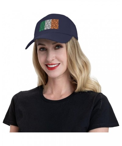 Adjustable Flag of Ireland with Polygon Effect Baseball Cap Women Men Hat Truck Driver Baseball Caps Sun Hats Navy Blue $12.9...