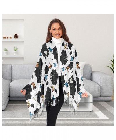 Women's Cow Butterfly Scarf Pashmina Feel Shawls Wraps Fall Winter Warm Large Scarves Fashion Tassel Long Scarf $10.40 Scarves