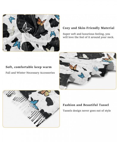 Women's Cow Butterfly Scarf Pashmina Feel Shawls Wraps Fall Winter Warm Large Scarves Fashion Tassel Long Scarf $10.40 Scarves