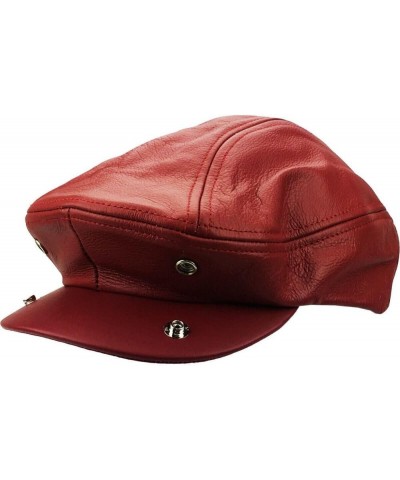 1 Pcs of 100% Genuine Leather Ascot Newsboy Hat Cap (Large) Red $32.89 Newsboy Caps