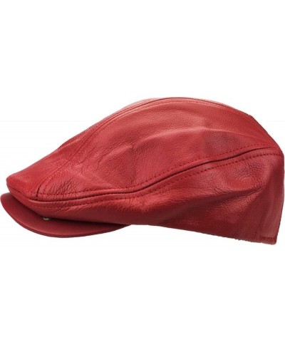 1 Pcs of 100% Genuine Leather Ascot Newsboy Hat Cap (Large) Red $32.89 Newsboy Caps