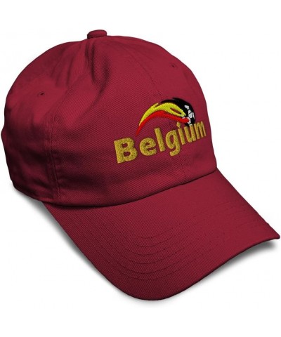 Soft Baseball Cap Belgium Soccer World Cup Cotton Dad Hats for Men & Women Burgundy $11.20 Baseball Caps