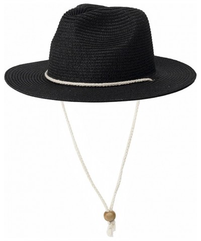 Women Straw Fedora Hat Summer Panama Beach Sun Hats UV UPF50+ Cap Black $13.92 Sun Hats