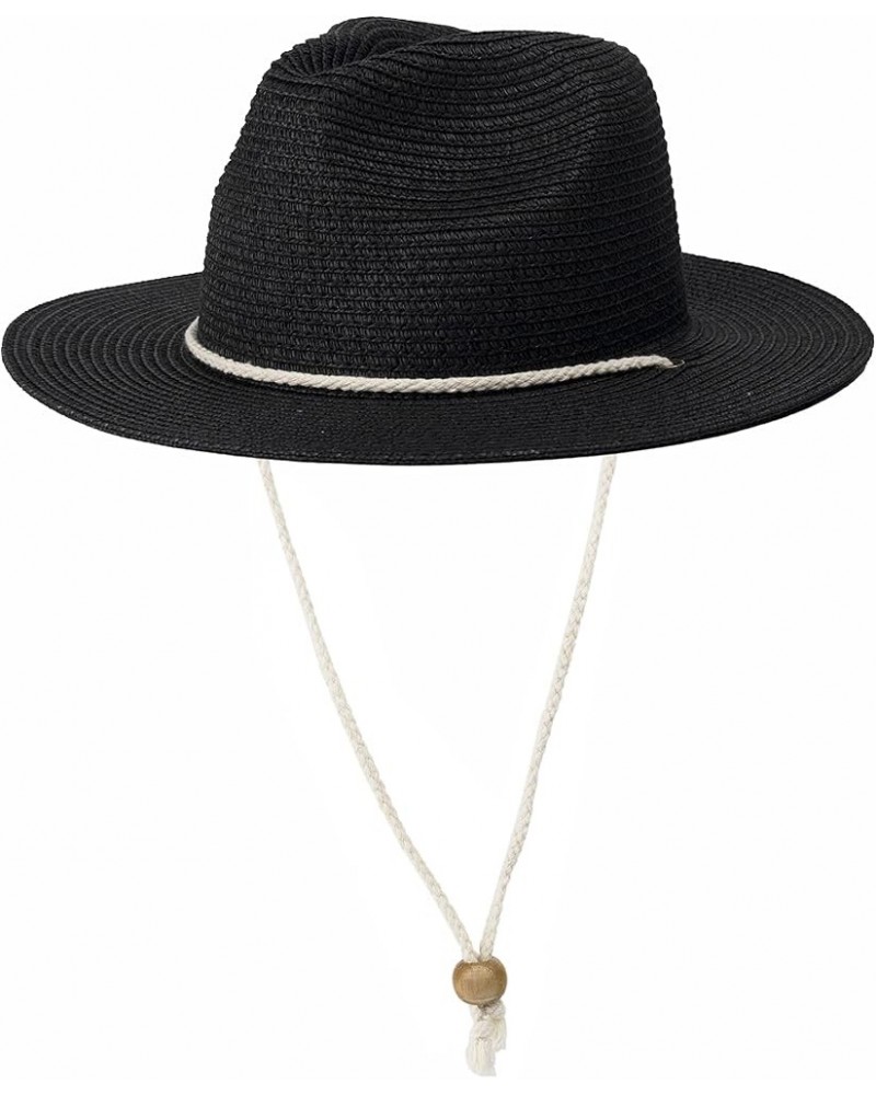 Women Straw Fedora Hat Summer Panama Beach Sun Hats UV UPF50+ Cap Black $13.92 Sun Hats