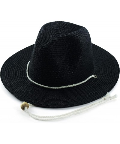 Women Straw Fedora Hat Summer Panama Beach Sun Hats UV UPF50+ Cap Black $13.92 Sun Hats