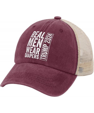 Real Men Wear Diapers Hat Trump Hat for Men Womens AllBlack Dad Hats Bucket Hats Dad Hats Golf Hats Deep Rose $11.26 Sun Hats