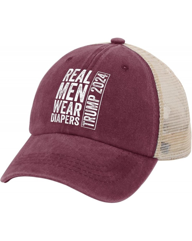 Real Men Wear Diapers Hat Trump Hat for Men Womens AllBlack Dad Hats Bucket Hats Dad Hats Golf Hats Deep Rose $11.26 Sun Hats