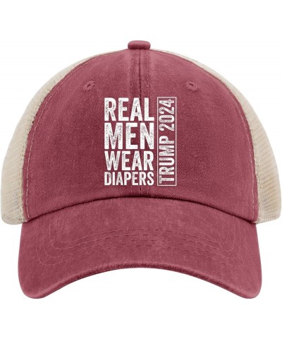 Real Men Wear Diapers Hat Trump Hat for Men Womens AllBlack Dad Hats Bucket Hats Dad Hats Golf Hats Deep Rose $11.26 Sun Hats