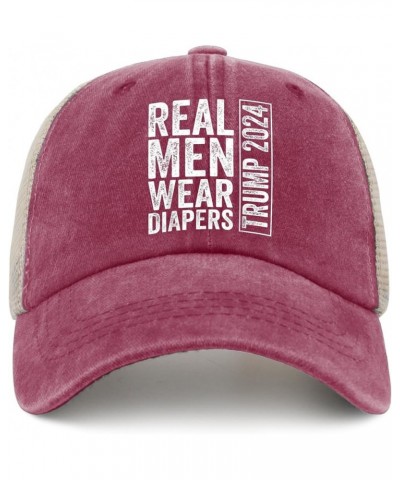 Real Men Wear Diapers Hat Trump Hat for Men Womens AllBlack Dad Hats Bucket Hats Dad Hats Golf Hats Deep Rose $11.26 Sun Hats