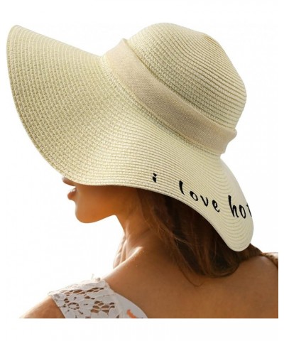 i Love You Man Beach Sun Straw Hats for Women UV Protection Wide Brim Straw Hats, Embroidered Hat Gifts Idea for I Love Hot D...