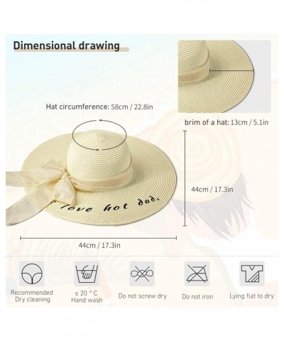 i Love You Man Beach Sun Straw Hats for Women UV Protection Wide Brim Straw Hats, Embroidered Hat Gifts Idea for I Love Hot D...