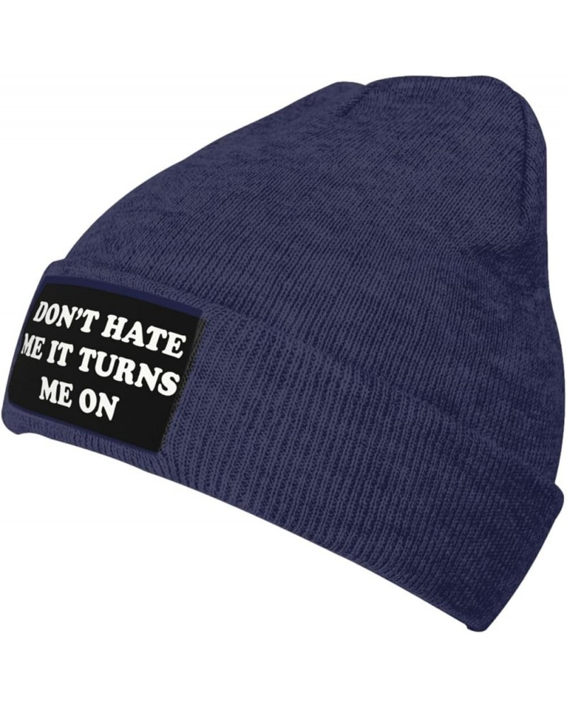 Don't Hate Me It Turns Me On Knit Beanie Hats Men Women Black Winter Hats Skull Caps Warm Classic Slouchy Navy Blue $10.52 Sk...