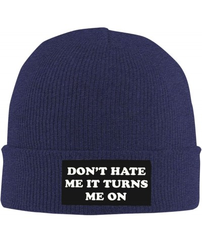 Don't Hate Me It Turns Me On Knit Beanie Hats Men Women Black Winter Hats Skull Caps Warm Classic Slouchy Navy Blue $10.52 Sk...