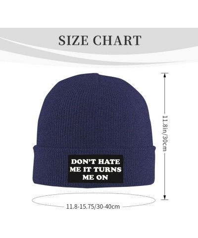 Don't Hate Me It Turns Me On Knit Beanie Hats Men Women Black Winter Hats Skull Caps Warm Classic Slouchy Navy Blue $10.52 Sk...