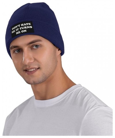 Don't Hate Me It Turns Me On Knit Beanie Hats Men Women Black Winter Hats Skull Caps Warm Classic Slouchy Navy Blue $10.52 Sk...