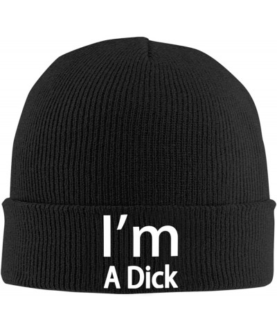 I'm A Dick Classic Warm Winter Hats Unisex Knit Beanie Cap Cuffed Plain Skull Knit Hat Black $9.48 Skullies & Beanies