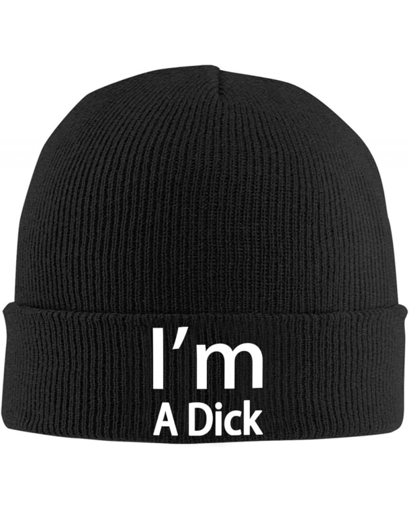 I'm A Dick Classic Warm Winter Hats Unisex Knit Beanie Cap Cuffed Plain Skull Knit Hat Black $9.48 Skullies & Beanies