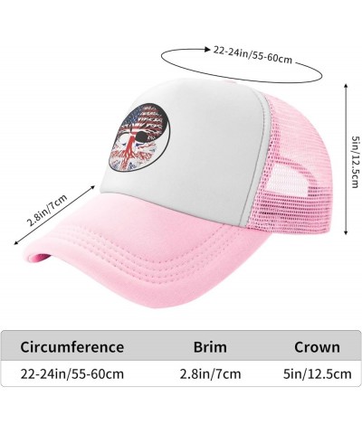 Yin Yang Tree American Britain Flag Men Women Mesh Baseball Cap Pink $16.80 Baseball Caps