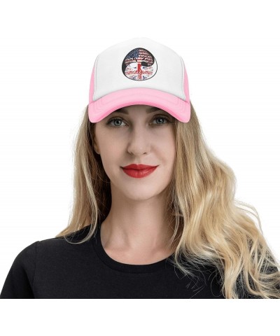 Yin Yang Tree American Britain Flag Men Women Mesh Baseball Cap Pink $16.80 Baseball Caps