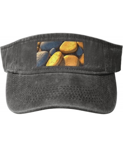 Sun Visor Hats Sunscreen Visor Cap Sport Empty Top Baseball Cap for Men Women Yellow Pebbles Cowboy Visor Caps Deep Heather $...