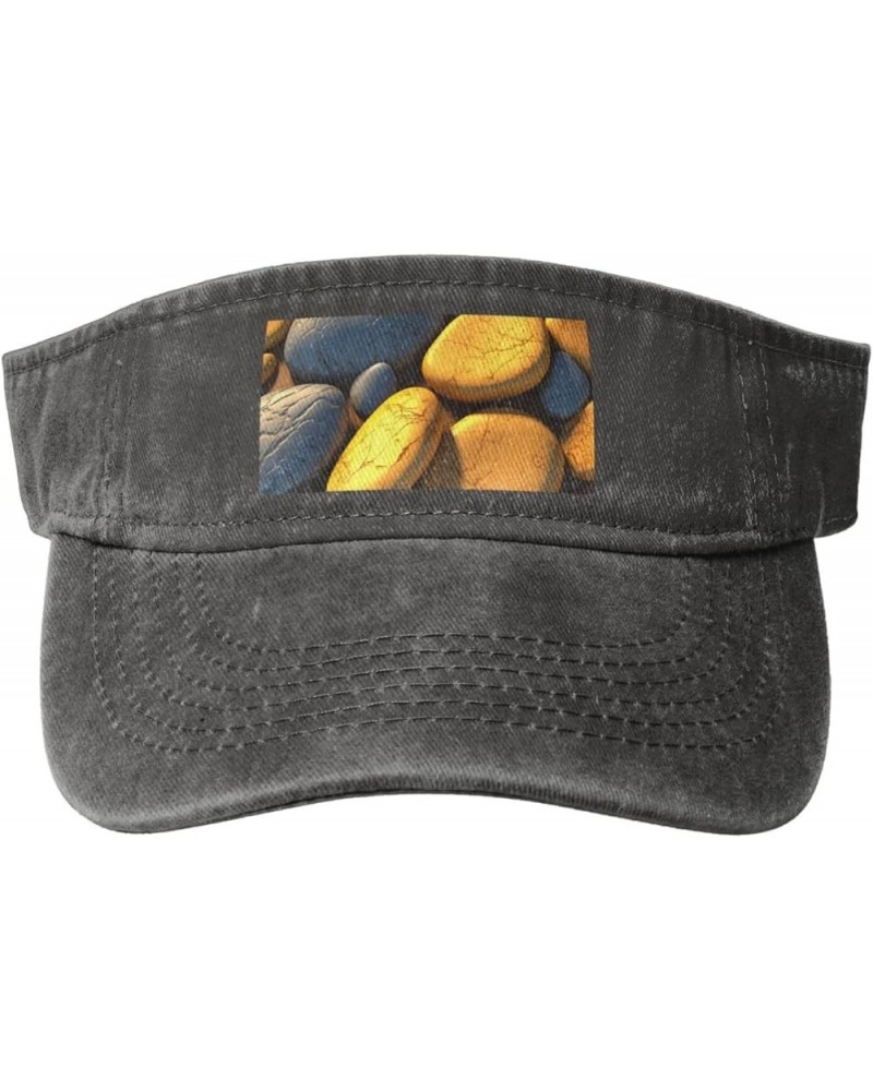 Sun Visor Hats Sunscreen Visor Cap Sport Empty Top Baseball Cap for Men Women Yellow Pebbles Cowboy Visor Caps Deep Heather $...