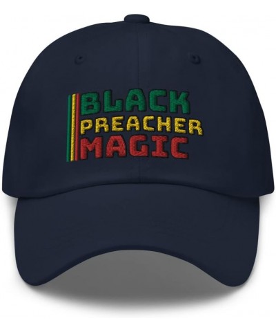 Black Preacher Magic Black History Month Embroidered Dad Hat Adjustable Baseball Cap Navy $16.40 Baseball Caps