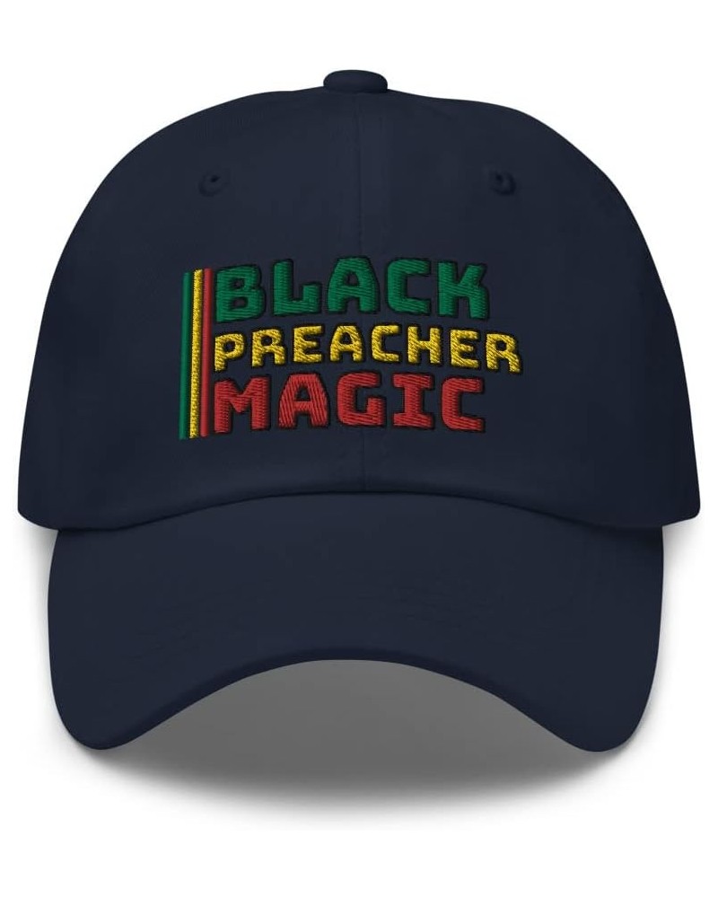 Black Preacher Magic Black History Month Embroidered Dad Hat Adjustable Baseball Cap Navy $16.40 Baseball Caps