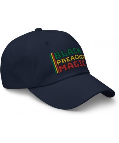 Black Preacher Magic Black History Month Embroidered Dad Hat Adjustable Baseball Cap Navy $16.40 Baseball Caps