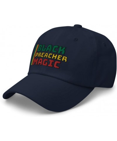 Black Preacher Magic Black History Month Embroidered Dad Hat Adjustable Baseball Cap Navy $16.40 Baseball Caps